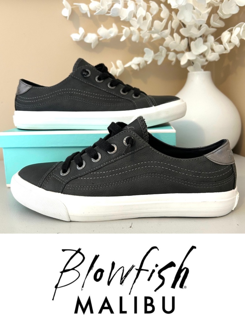 Blowfish Malibu Missy Slip On Sneakers Dark Grey Vegan Leather Size 7.5